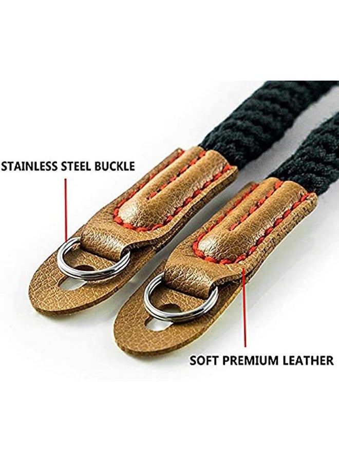 Eorefo Camera Strap Handmade Soft Cotton Vintage Camera Neck Shoulder Strap for Mirrorless and DSLR Camera,Black. - Image 3